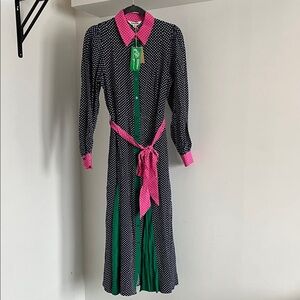 NWT Boden Black and Pink Polka Dot Long Sleeve Dress I did not wear